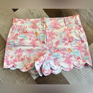 Crown & Ivy Flamingo scalloped shorts